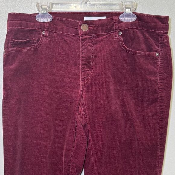 Ann Taylor LOFT Burgundy‎ Velvet Modern Skinny Jean Pants Size 8 - Picture 2 of 8